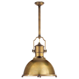 Buy antique-burnished-brass-with-9-5-x-19-5-antique-brass-glass-and-metal-shade Country Industrial Pendant by Visual Comfort Signature