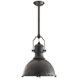 Buy bronze-with-9-5-x-19-5-bronze-glass-and-metal-shade Country Industrial Pendant by Visual Comfort Signature