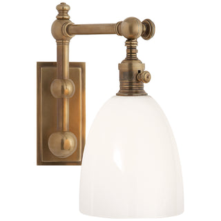 Buy antique-burnished-brass-with-white-glass-glass-and-white-shade Pimlico Sconce by Visual Comfort Signature