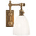 Antique-Burnished Brass with White Glass Glass and White Shade