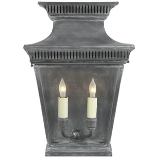 Buy weathered-zinc-with-clear-glass-glass-and-white-shade Elsinore Outdoor (Wet) Wall Lantern by Visual Comfort Signature