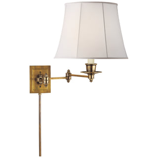 Buy hand-rubbed-antique-brass-with-5-x-11-x-8-25-linen-glass-and-white-shade Swing Arm Sconce Wall Lamp by Visual Comfort Signature