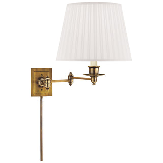 Buy hand-rubbed-antique-brass-with-8-x-11-x-8-4-silk-glass-and-white-shade Swing Arm Sconce Wall Lamp by Visual Comfort Signature