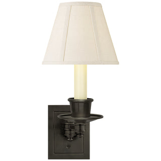 Buy bronze-with-3-x-6-x-5-linen-glass Swing Arm Sconce Wall Lamp by Visual Comfort Signature