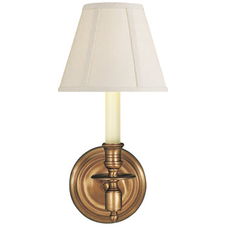 Buy hand-rubbed-antique-brass-with-3-x-6-x-5-linen-glass French Library Sconce by Visual Comfort Signature