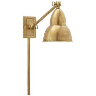 Buy hand-rubbed-antique-brass-and-metal-shade French Library Sconce by Visual Comfort Signature