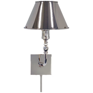 Buy polished-nickel-with-4-x-8-x-5-polished-nickel-glass-and-metal-shade Swivel Head Wall Sconce by Visual Comfort Signature
