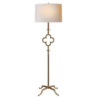 Buy gilded-iron-with-19-5-x-20-x-13-linen-glass Quatrefoil Floor Lamp by Visual Comfort Signature