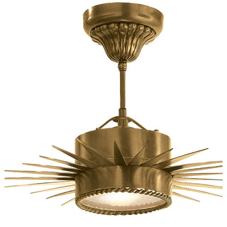 Buy hand-rubbed-antique-brass-with-frosted-glass-glass-and-white-shade Soleil Semi-Flush Mount Ceiling Light by Visual Comfort Signature