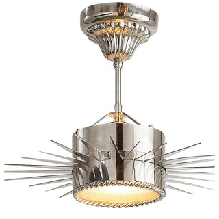 Buy polished-nickel-with-frosted-glass-glass-and-white-shade Soleil Semi-Flush Mount Ceiling Light by Visual Comfort Signature