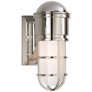 Buy polished-nickel-with-white-glass-glass-and-white-shade Marine Outdoor (Damp) Sconce by Visual Comfort Signature