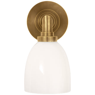 Buy hand-rubbed-antique-brass-with-white-glass-glass-and-white-shade Wilton Vanity by Visual Comfort Signature