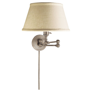 Buy antique-nickel-with-8-x-12-x-7-linen-glass-and-beige-tan-shade Boston Functional Sconce by Visual Comfort Signature