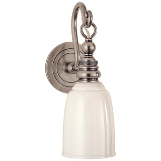 Buy antique-nickel-with-white-glass-glass-and-white-shade Boston Sconce by Visual Comfort Signature
