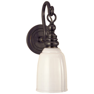 Buy bronze-with-white-glass-glass-and-white-shade Boston Sconce by Visual Comfort Signature