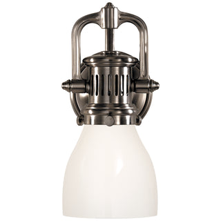 Buy antique-nickel-with-white-glass-glass-and-white-shade Yoke Sconce by Visual Comfort Signature