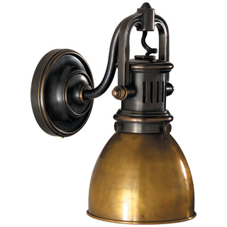 Buy bronze-with-antique-brass-glass-and-metal-shade Yoke Sconce by Visual Comfort Signature