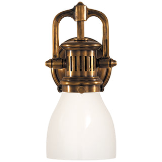Buy hand-rubbed-antique-brass-with-white-glass-glass-and-white-shade Yoke Sconce by Visual Comfort Signature