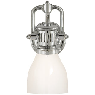 Buy polished-nickel-with-white-glass-glass-and-white-shade Yoke Sconce by Visual Comfort Signature