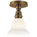Hand-Rubbed Antique Brass with White Glass Desk Shade Glass and White Shade