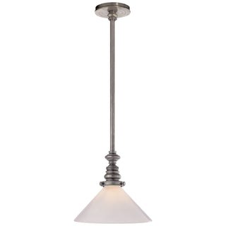 Buy antique-nickel-with-white-glass-slant-shade-glass-and-white-shade Boston Pendant by Visual Comfort Signature