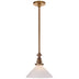 Hand-Rubbed Antique Brass with White Glass Slant Shade Glass and White Shade