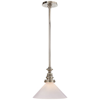 Buy polished-nickel-with-white-glass-slant-shade-glass-and-white-shade Boston Pendant by Visual Comfort Signature