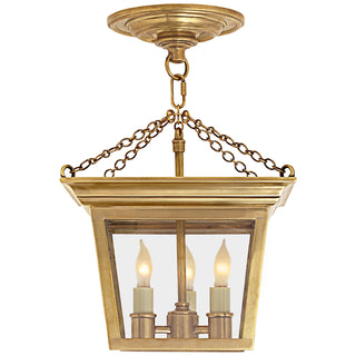 Buy hand-rubbed-antique-brass-with-clear-glass-glass-and-clear-shade Semi Flush Cornice Outdoor (Damp) Semi Flush Mount Light by Visual Comfort Signature