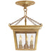 Hand-Rubbed Antique Brass with Clear Glass Glass and Clear Shade