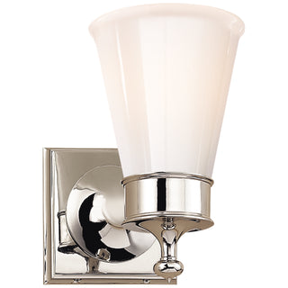 Buy polished-nickel-with-white-glass-glass-and-white-shade Siena Sconce by Visual Comfort Signature