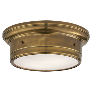 Buy hand-rubbed-antique-brass-with-white-glass-glass-and-white-shade Siena Outdoor (Damp) Flush Mount Ceiling Light by Visual Comfort Signature