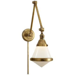 Buy hand-rubbed-antique-brass-with-white-glass-glass-and-white-shade Gale Sconce by Visual Comfort Signature