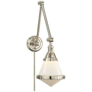 Buy polished-nickel-with-white-glass-glass-and-white-shade Gale Sconce by Visual Comfort Signature