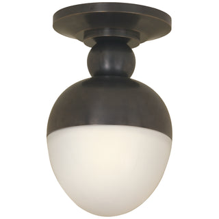 Buy bronze-with-white-glass-glass-and-white-shade Clark Outdoor (Damp) Flush Mount Ceiling Light by Visual Comfort Signature