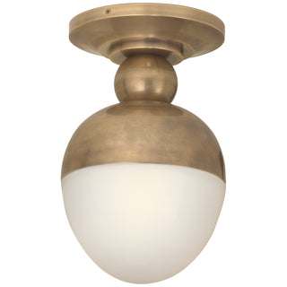 Buy hand-rubbed-antique-brass-with-white-glass-glass-and-white-shade Clark Outdoor (Damp) Flush Mount Ceiling Light by Visual Comfort Signature