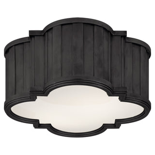 Buy bronze-with-white-glass-glass-and-white-shade Tilden Outdoor (Damp) Flush Mount Ceiling Light by Visual Comfort Signature
