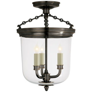 Buy bronze-with-clear-glass-glass-and-clear-shade Merchant Semi-Flush Mount Ceiling Light by Visual Comfort Signature