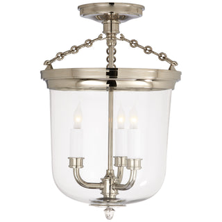 Buy polished-nickel-with-clear-glass-glass-and-clear-shade Merchant Semi-Flush Mount Ceiling Light by Visual Comfort Signature