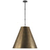Bronze with 7.5" x 24" x 22.5" Antique Brass Glass and Metal Shade
