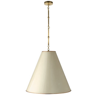 Buy hand-rubbed-antique-brass-with-7-5-x-24-x-22-5-antique-white-with-brass-interior-glass-and-white-shade Goodman Pendant by Visual Comfort Signature