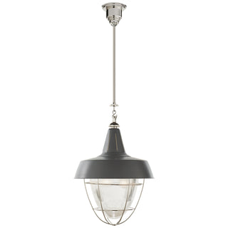 Buy polished-nickel-with-dark-green-glass-and-metal-shade Henry Pendant by Visual Comfort Signature