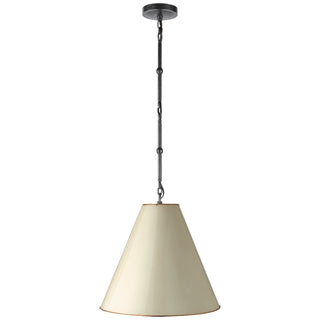 Buy bronze-with-4-75-x-15-x-12-75-antique-white-with-brass-interior-glass-and-white-shade Goodman Pendant by Visual Comfort Signature