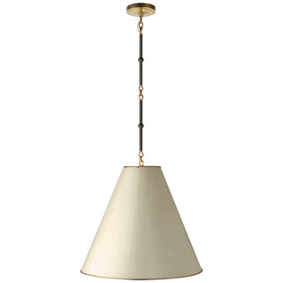 Buy bronze-with-antique-brass-with-6-5-x-18-x-16-5-antique-white-with-brass-interior-glass-and-natural-cream-shade Goodman Pendant by Visual Comfort Signature
