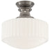 Antique Nickel with White Glass Glass and White Shade