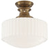 Hand-Rubbed Antique Brass with White Glass Glass and White Shade