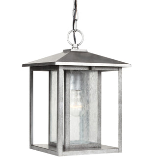 Buy weathered-pewter-with-clear-seeded-glass-and-clear-shade Hunnington Outdoor (Damp) Hanging Lanterns by Generation Lighting