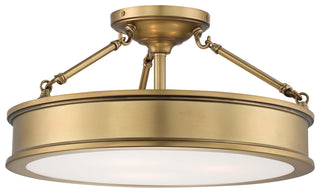 Buy liberty-gold-with-clear-sandblasting-white-paint-inside-glass-and-white-shade Harbour Point Outdoor (Damp) Semi-Flush Mount Ceiling Light by Minka-Lavery
