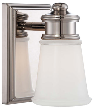 Buy polished-nickel-with-clear-w-etched-white-glass-and-white-shade Vanity by Minka-Lavery
