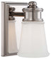 Polished Nickel with Clear W/Etched White Glass and White Shade