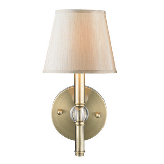 Buy aged-brass-with-silken-parchment-glass-and-beige-tan-shade Waverly Sconce by Golden